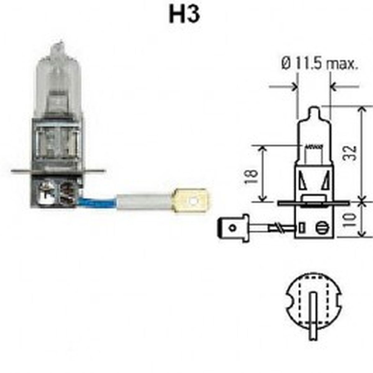 Hella Marine H3 Search Light Bulb, 12V, 100W, PK22s Base