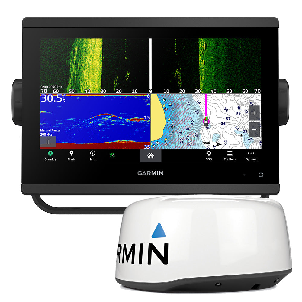 Garmin GPSMAP 943xsv GN+ Chartplotter/Fishfinder, 9in IPS Touchscreen, UHD SideVü/ClearVü, US/Canada Navionics+ Charts, 4 kW GMR 18 HD+ Radar