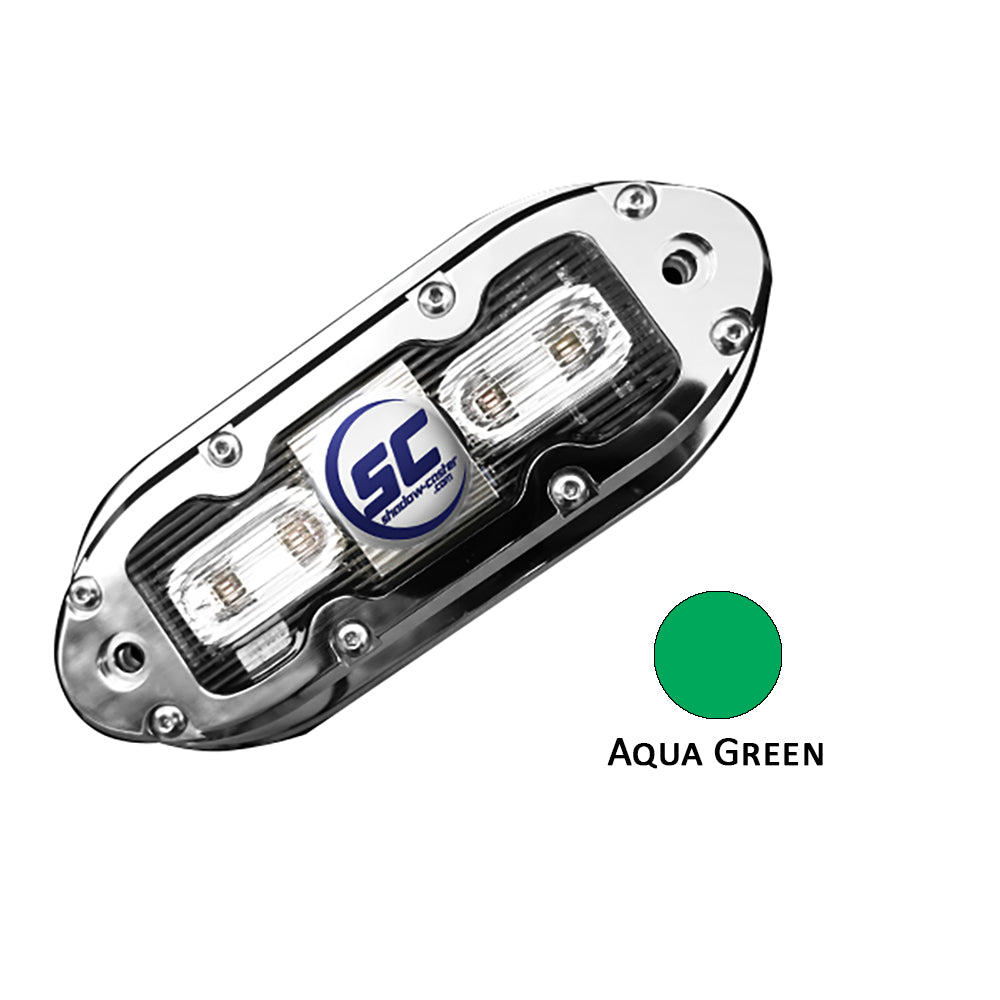 Shadow-Caster - SCM-4 LED Underwater Light - w/20' Cable, Stainless Steel Housing, Aqua Green