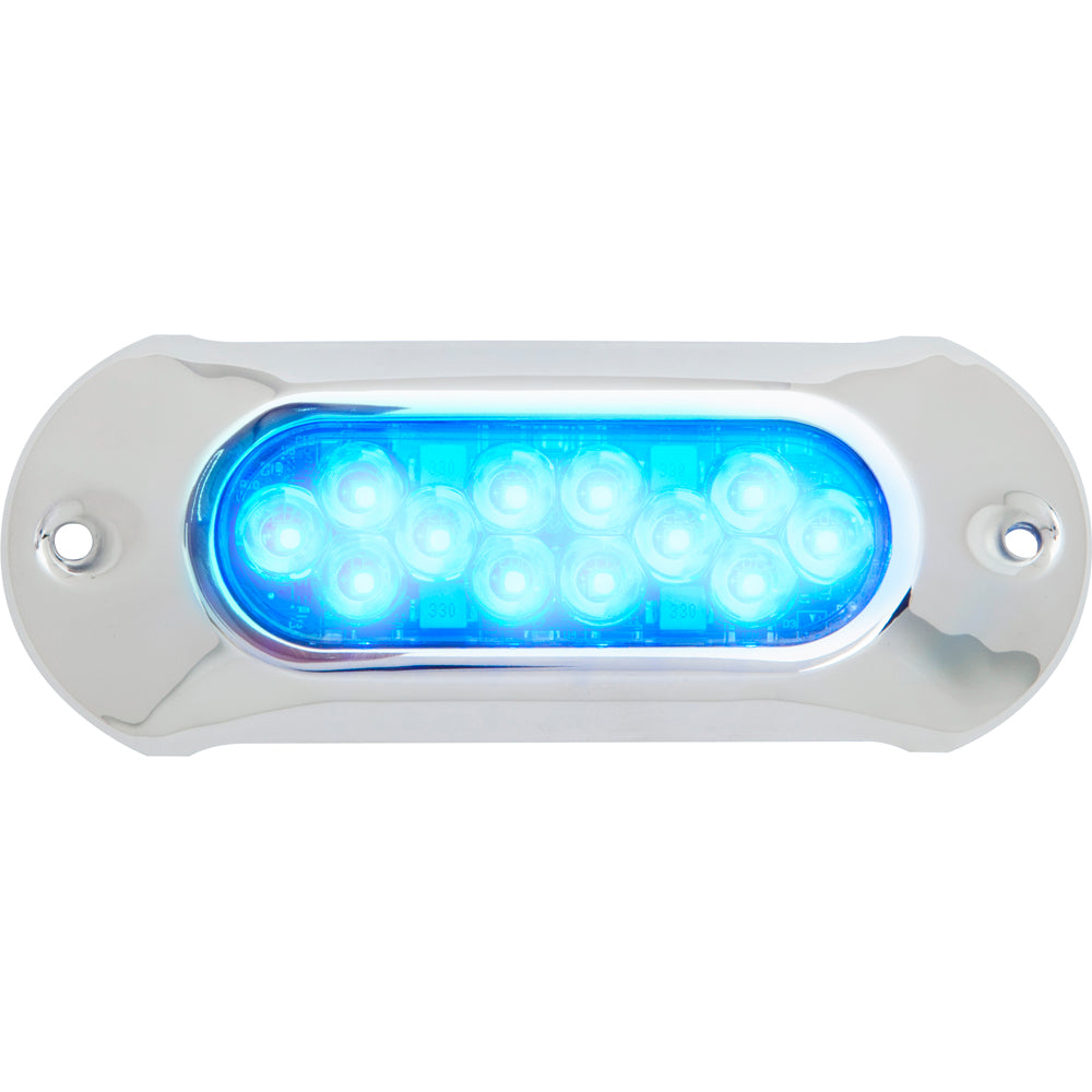 Attwood Marine Light Armor Surface-Mount Underwater LED Light, 12 LEDs, 12/24V DC, 6 in, Sapphire Blue Light
