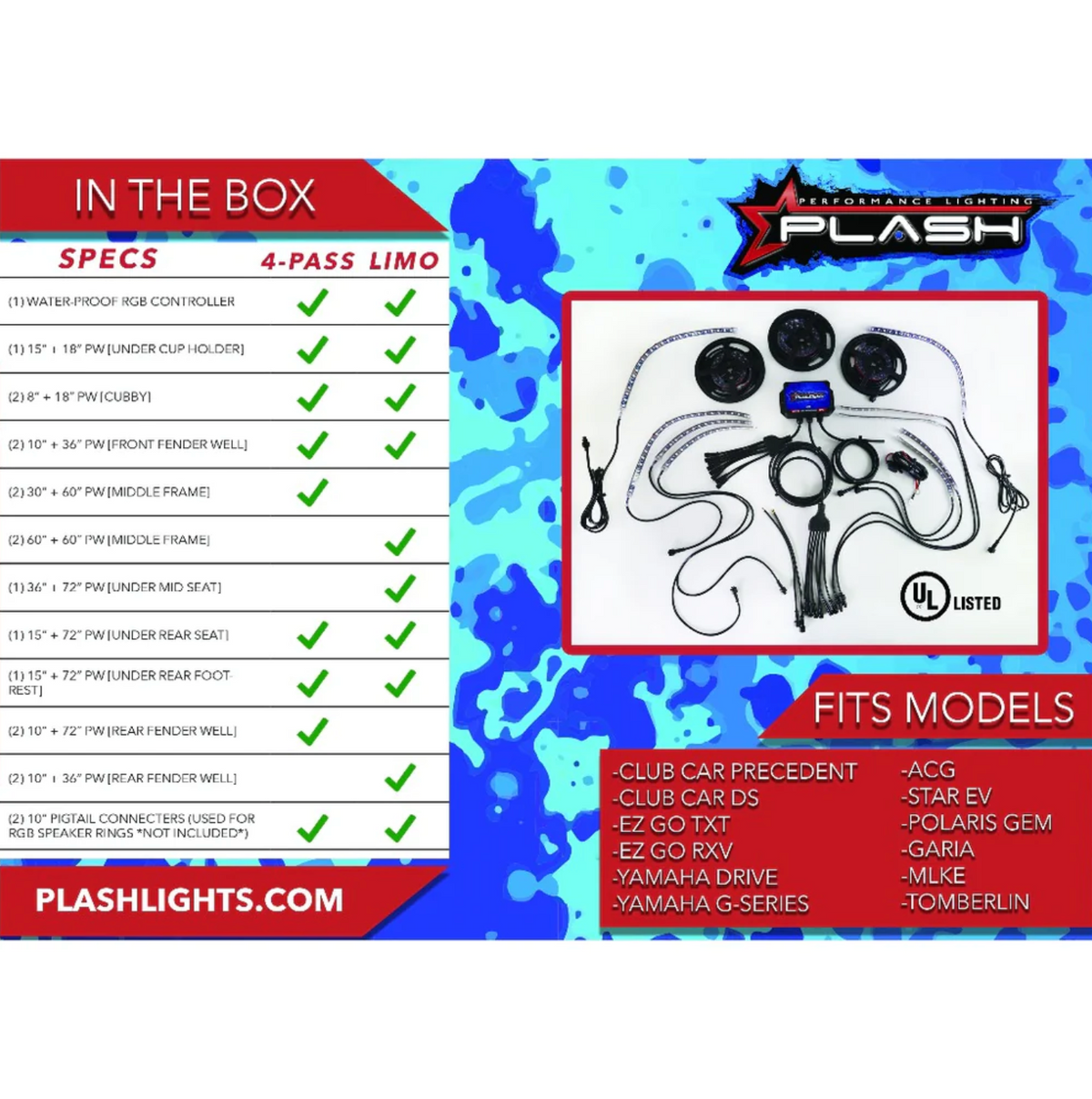 Plash - Ultimate Golf Cart RGB Lighting Kit - 12V DC