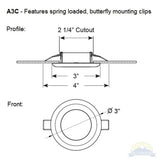 Scandvik - A3C Downlight Kit - Warm White w/ SS, White, & Black Trim Rings