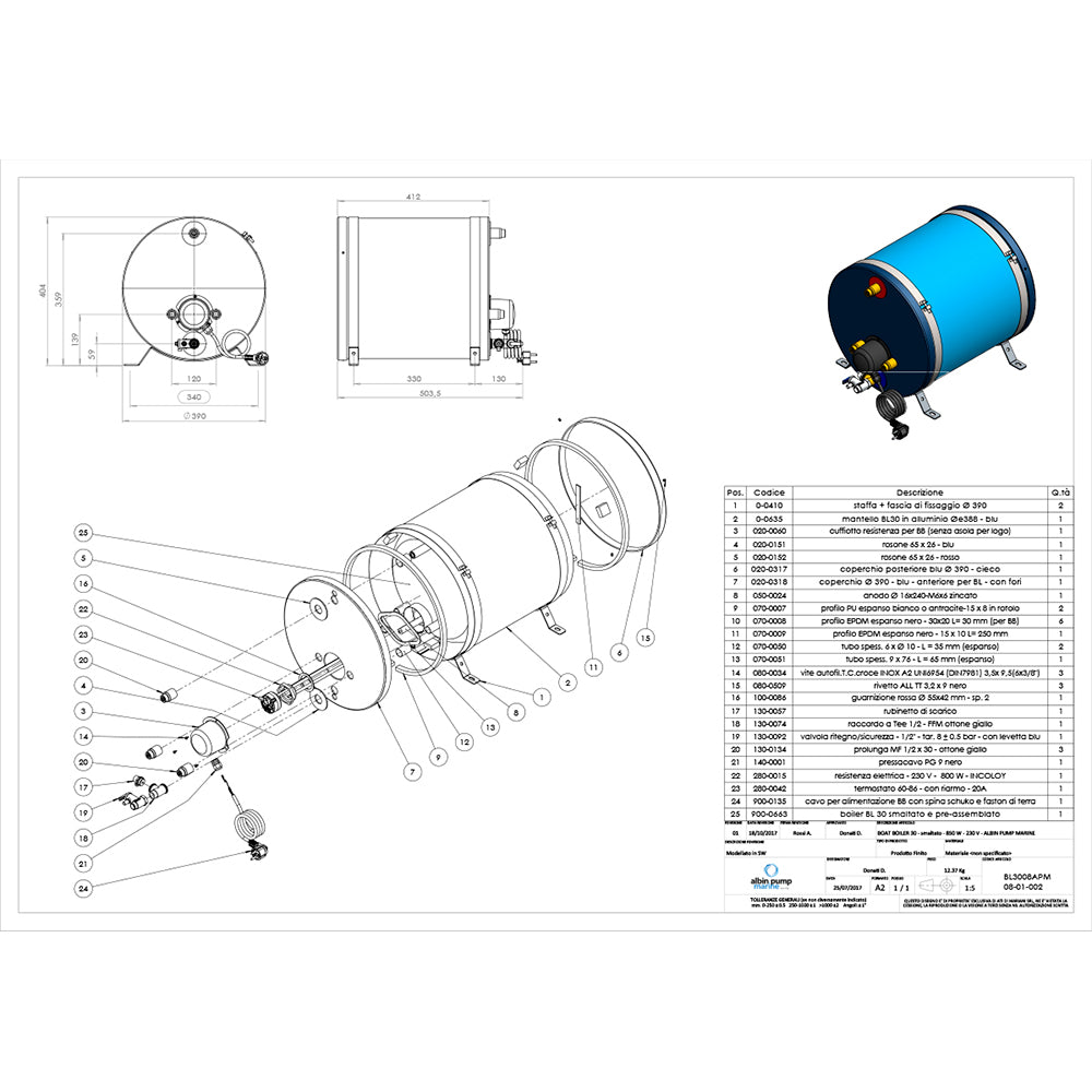 Albin - Marine Premium Water Heater - 120V