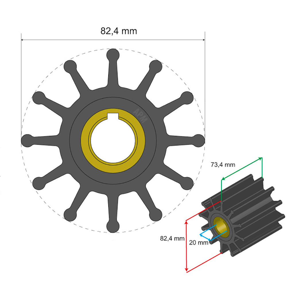 Albin Pump Marine - Premium Impeller - 12 Blade