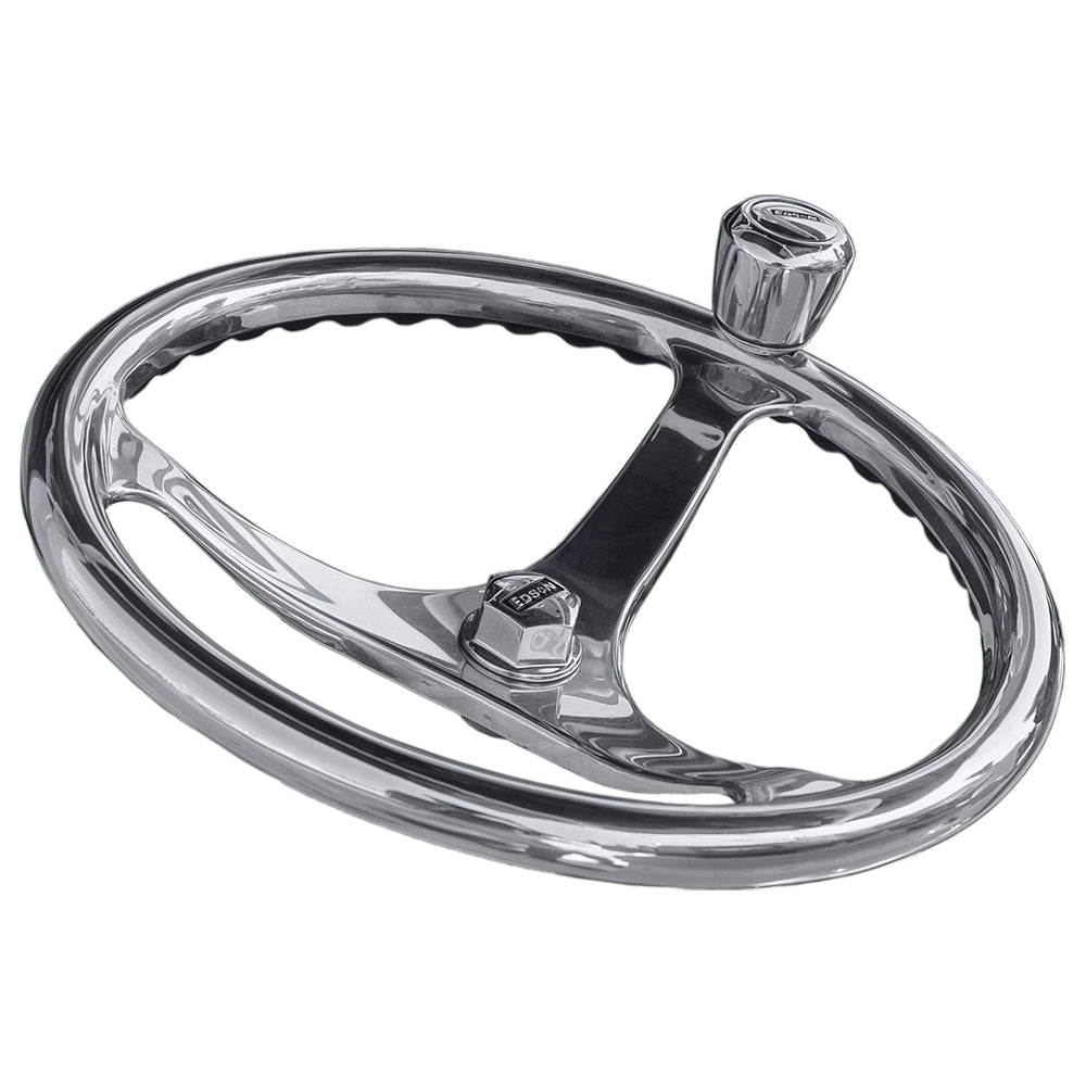 Edson Marine - Comfort Grip Powerwheel Steering Wheel - PowerKnob, Stainless Steel