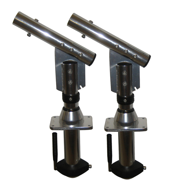 Lee's Tackle - Sidewinder Bolt-In Outrigger Mounts - Lay-Down Version, Silver, Pair