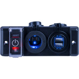 Sea-Dog - Double USB Power Socket Panel - Breaker Switch