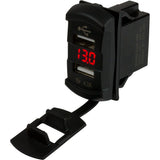 Sea-Dog - Dual USB Rocker Switch - Style Voltmeter, Hidden Display
