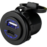 Sea-Dog - Round Dual USB/USB-C Power Socket