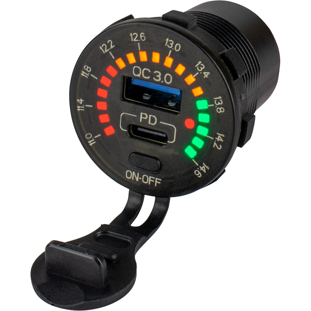 Sea-Dog - USB/USB-C Power Socket - Rainbow Voltmeter