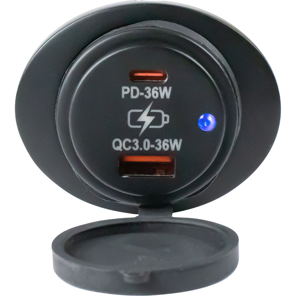 Sea-Dog - USB 3.0/USB-C Power Socket - Oval Surface Mount, IP65