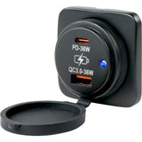 Sea-Dog - Square Surface Mount Power Socket - USB A, USB C