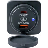 Sea-Dog - Square Surface Mount Power Socket - USB A, USB C