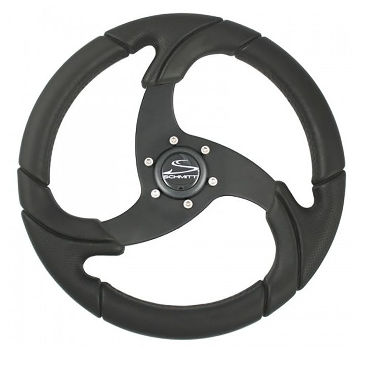 Schmitt Marine - Folletto 14.2" Wheel - Black Polished, Polyurethane, 3/4" Tapered Shaft, with Black Center Cap