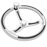 Schmitt Marine - Primus Model 13.5" Wheel - with Knob, Finger Grip, 3/4" Tapered Shaft, with Faux Nut, 1/2"-3/4" Adapters