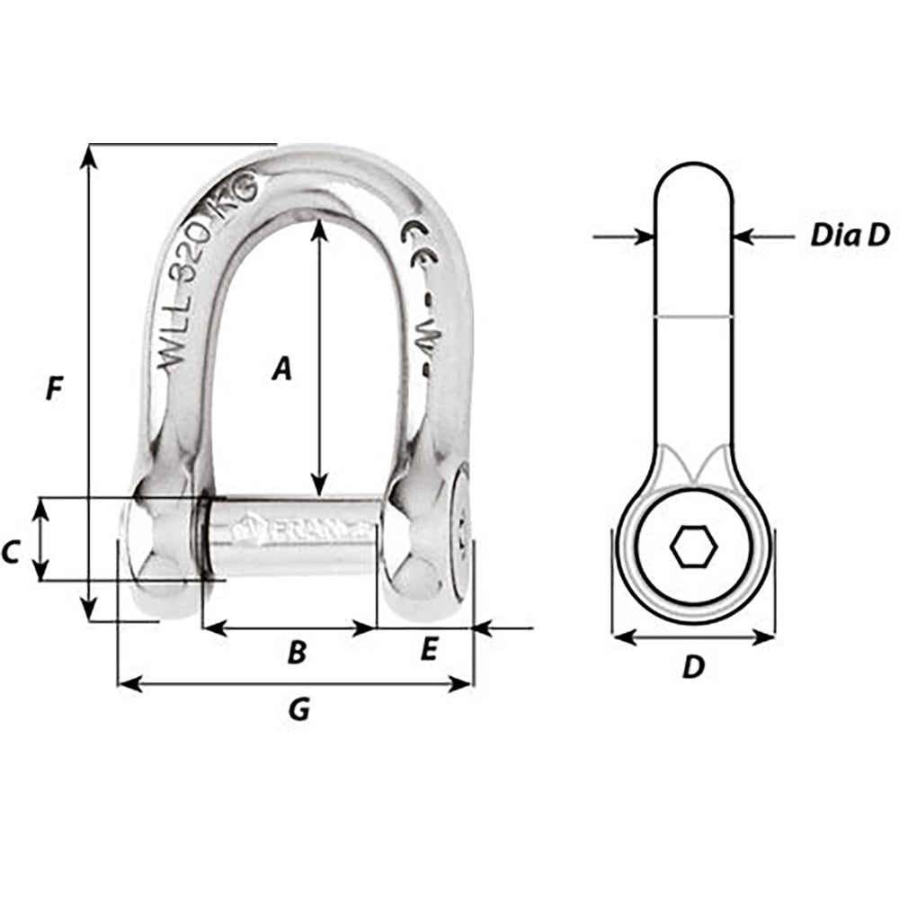 Wichard - Self-Locking Allen Head Pin D Shackle