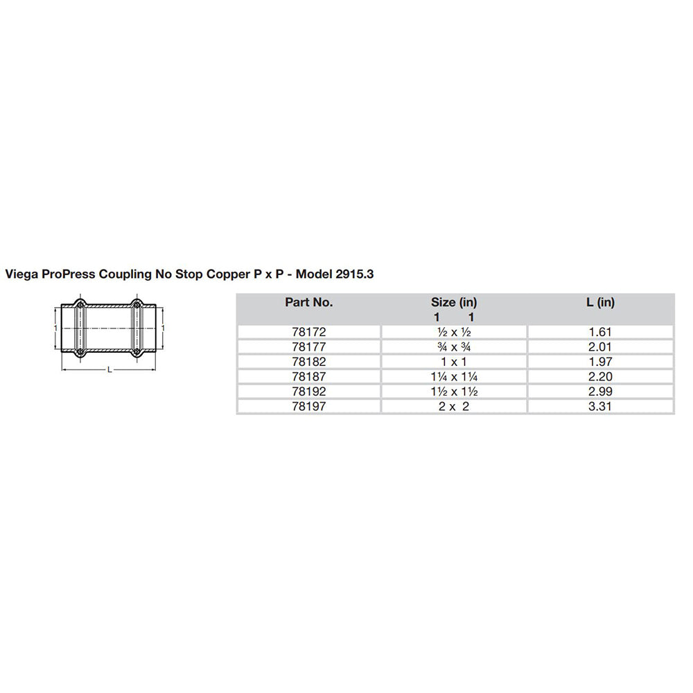 Viega - ProPress Copper Coupling - Without Stop