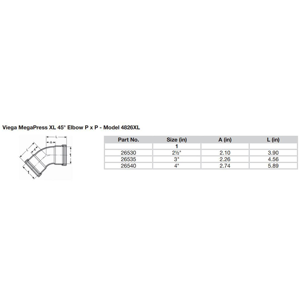 Viega - MegaPress 45" Carbon Steel Elbow - With FKM