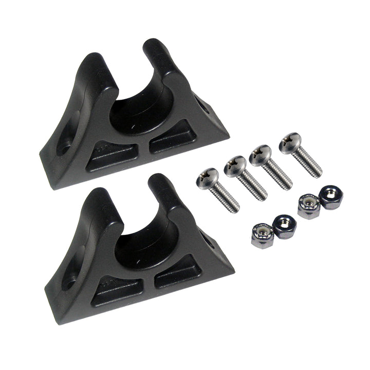 Attwood Marine Paddle Clips, For 1 in Paddles, 2pk, Stainless Steel Hardware, Black