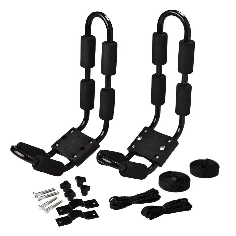 Attwood Marine Kayak Roof Rack Mount, Fits Existing Roof Racks, J-Style, 120 lb Capacity, 2 Straps