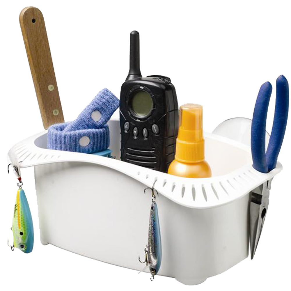 Attwood Marine Cockpit Caddy, Suction or Screw Mount, 22-Lure Storage, White Plastic