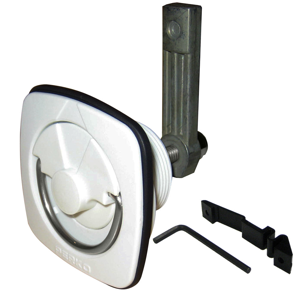 Perko 1082 Flush Lock & Latch, White, Non-Locking, Straight Cam Bar