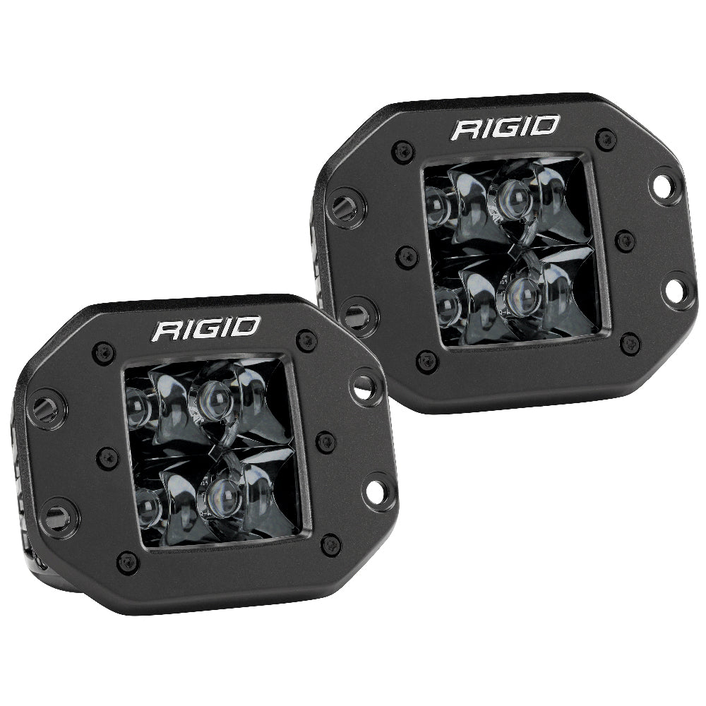 RIGID Industries - D-Series PRO Flush Mount Spot LED - Midnight Edition, Pair, Black