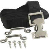 Attwood Marine Fuel Tank Strap Set, 1 in White Nylon Strap, Quick-Release Buckle, Footman Loops