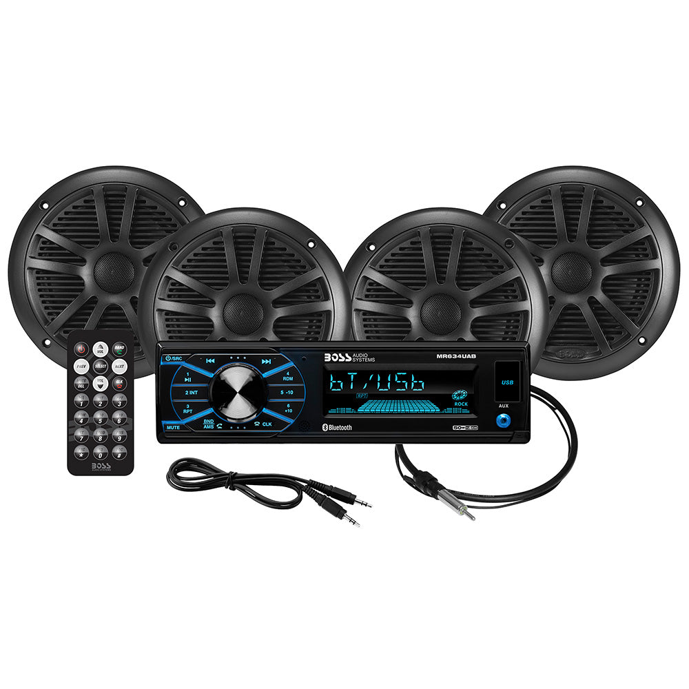 Boss Audio - Stereo Kit - With MR634UAB, 4 MR6B Speakers, & MRANT10 Antenna