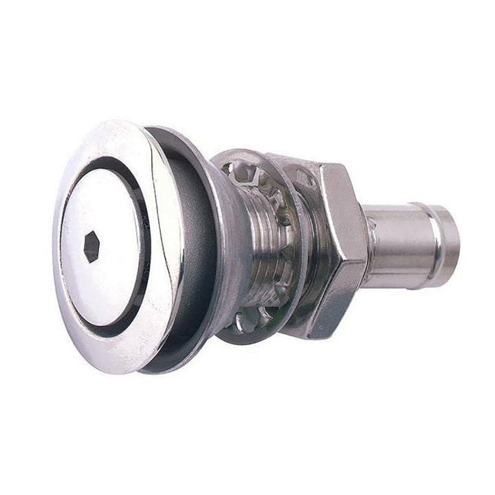 Attwood Marine Flush Mount Fuel Vent, SS316, 5/8 in Hose, 7/8 in Max Hull, 1-3/8 in Hole