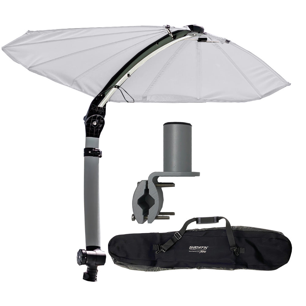 TACO Marine ShadeFin Mini Boat Shade Kit, Round Rail Mount, 60 in x 38 in Coverage, 36-52 in Height, UPF 50+