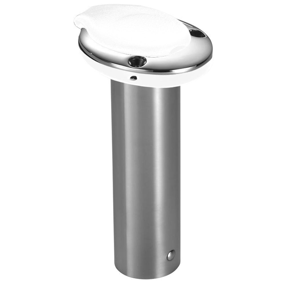 Attwood Marine Standard Series Flush Mount Rod Holder, 2 in Diameter, 7.5 in Length, Polished SS316