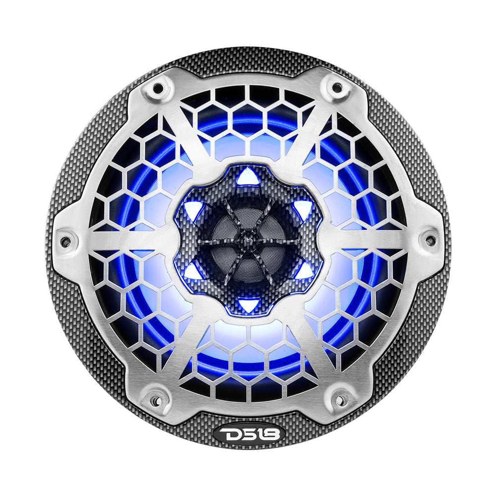 DS18 - HYDRO 2-Way Marine Speakers - With RGB LED Lights, Carbon Fiber