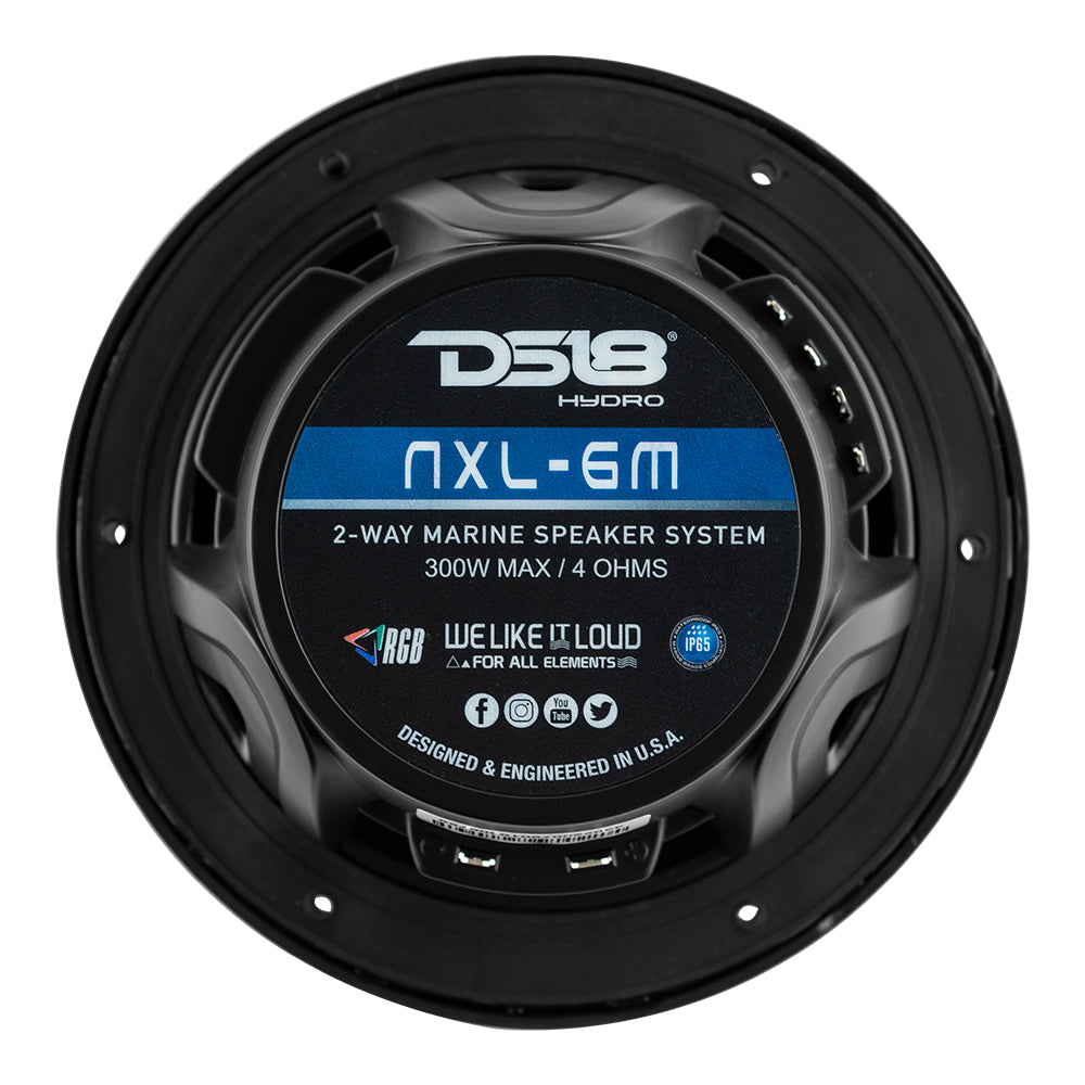 DS18 - New Edition HYDRO 6.5" 2-Way Marine Speakers - With RGB LED Lighting, 300W