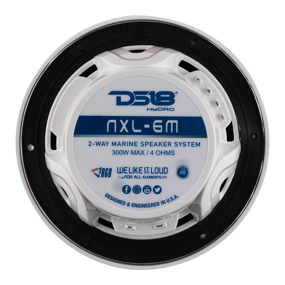DS18 - New Edition HYDRO 6.5" 2-Way Marine Speakers - With RGB LED Lighting, 300W