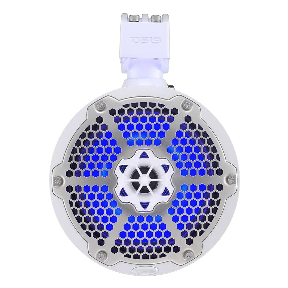 DS18 - Hydro 8" Neodymium Marine Towers - With Built-in Passive Radiator, 1" Driver, RGB LED Light, 550 Watts, Pair White