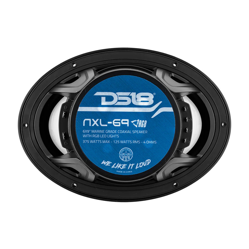 DS18 - HYDRO 6 x 9" 2-Way Marine Speakers - With Integrated RGB LED Lights, 375W