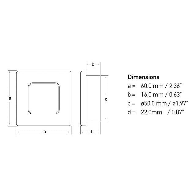 Hella Marine Slim Line Square LED Courtesy Lamp, Blue Light, IP67, <0.5W