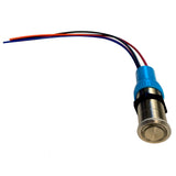 Bluewater - Push Button Switch - Off/(On) Momentary Contact, Blue/Red LED, 4' Lead, 19mm