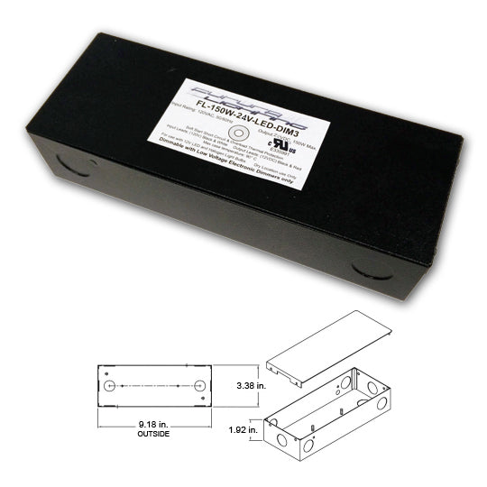 FUTURA - Universal Electronic Power Supply - Black, Input 120V AC, Output 24V DC, 150W