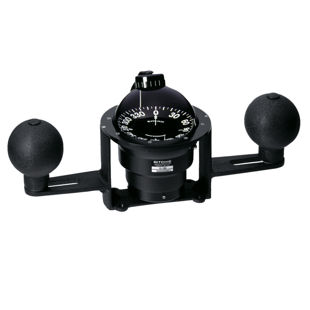 Ritchie - Globemaster Steel Boat Compass - With 5° Card, 12V, Yoke Mounted, Black