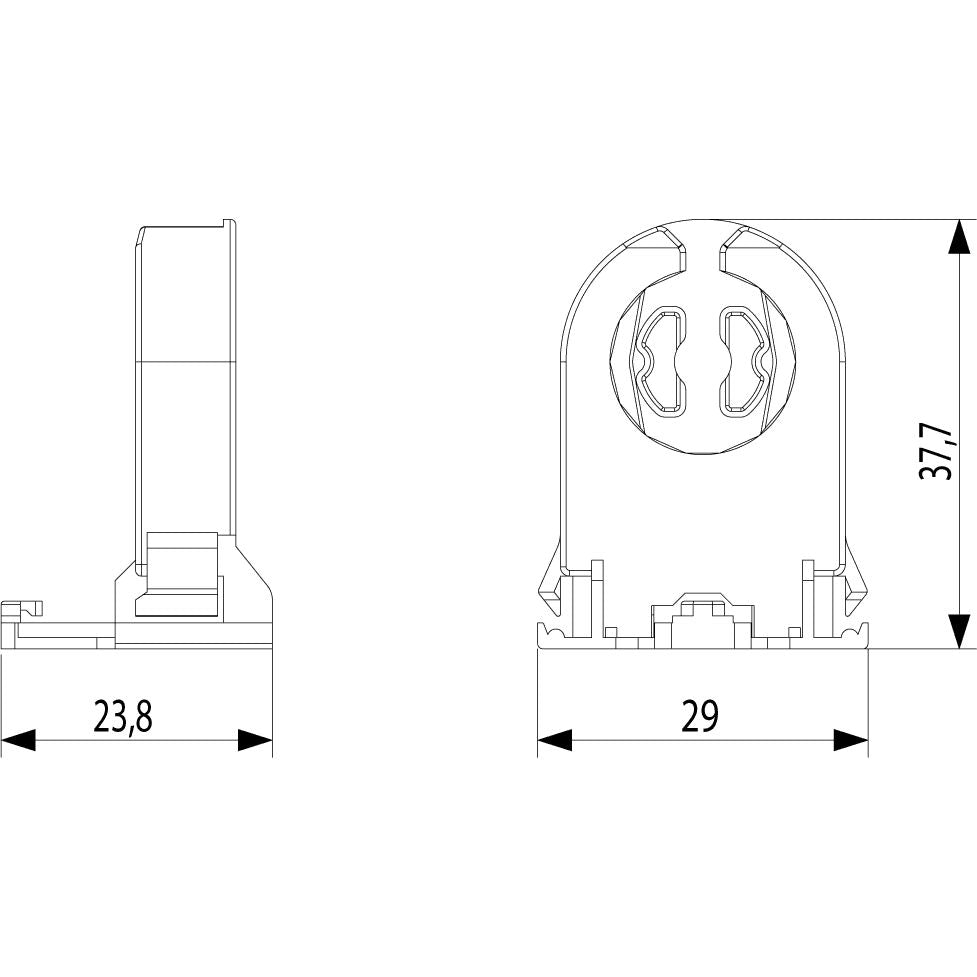 Vimar G13 Fluorescent Lampholder, 2A, 500V, 140C, with Starter Holder, Snap-Fit, Screwless Terminals