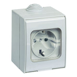 Vimar Linea Classica SICURY Socket Outlet, Italian P30 Standard, IP55, 2P+E, 16A 250V, Surface-Mount Box, Grey Housing