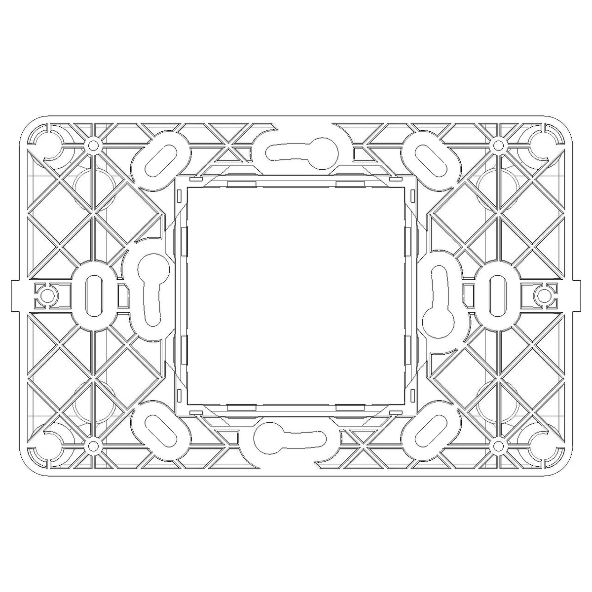 Vimar Plana 2-Central-Module Mounting Frame, With Screws, 60 mm Fixing Centres