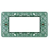 Vimar Plana 4-Module Mounting Frame, With Screws, Flush Mount, Front-Side Module Inserts, Horizontal/Vertical Mounting, Thermoplastic