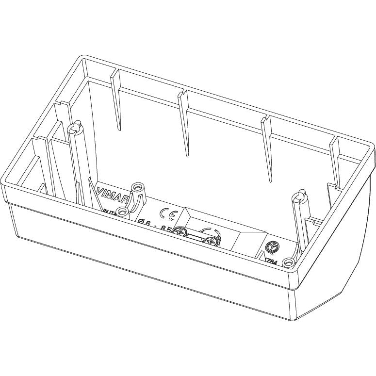 Vimar Plana 4-Module Table Mounting Box, Matt White Finish, Halogen-Free Plastic, IP20, Cable Entry, 142.5 x 80 x 67.6 mm