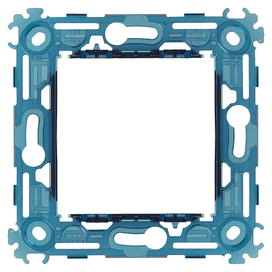 Vimar Arké 2-Module Mounting Frame, For 60 mm Fixing Centers or 56x56 mm Box, 71 mm Center Distance, Without Screws, Transparent Thermoplastic