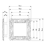 Vimar Arké 2-Module Mounting Frame, For 60 mm Fixing Centers or 56x56 mm Box, 71 mm Center Distance, Without Screws, Transparent Thermoplastic