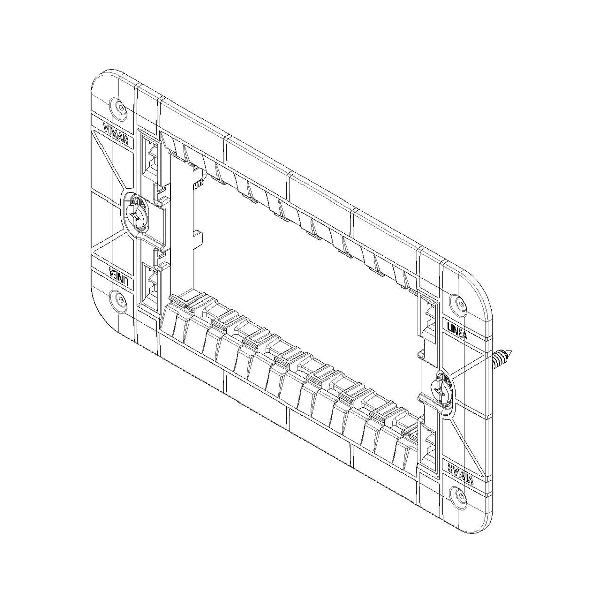 Vimar Linea 4-Module Mounting Frame, Flush Mount, With Screws, Thermoplastic