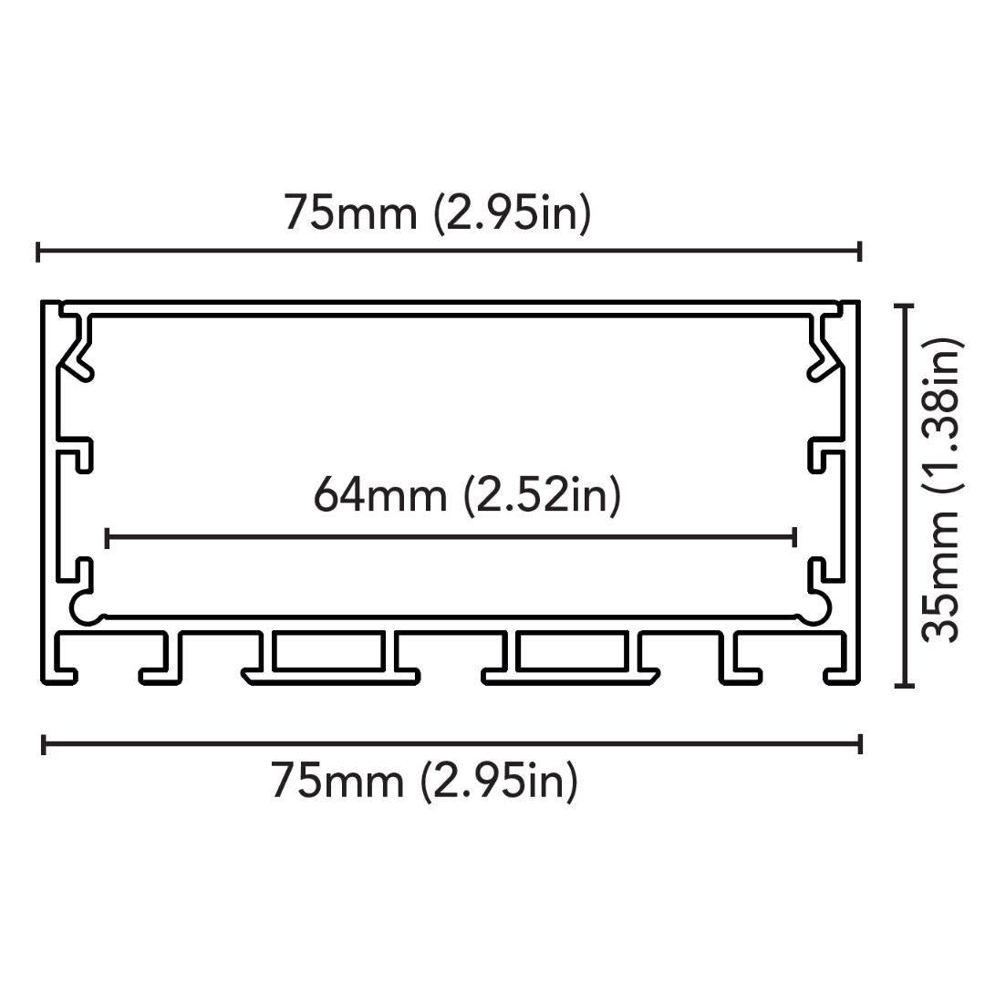 BCM - Blade One C Aluminum Housing - 2 Meter, Frameless Aluminium, With Opal Lens Profile
